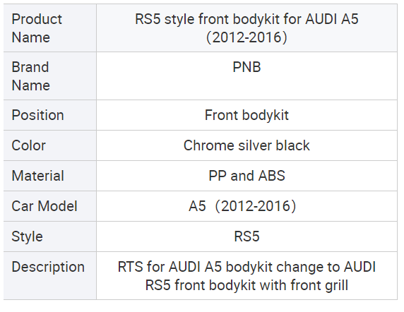 Audi A5 RS5 style body with grille kit bumpers