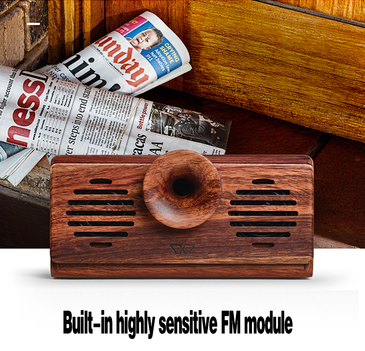 热卖实木BT扬声器支持TF FM木制蓝牙收音机