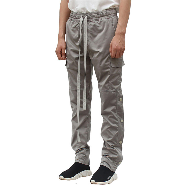 European and American high street casual side buckle men's trousers