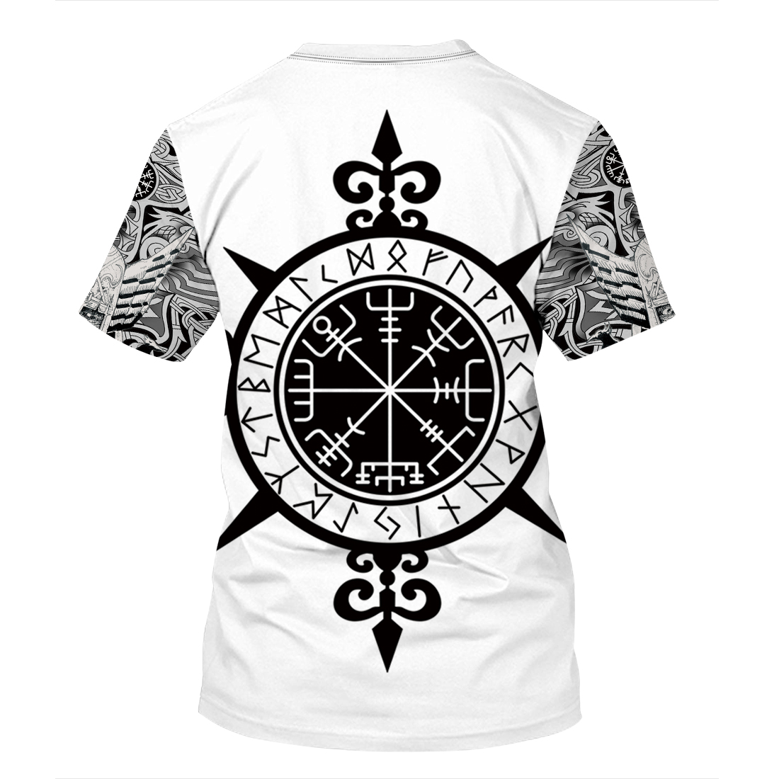 Europe and America new digital print Viking myth O collar men's T - shirt