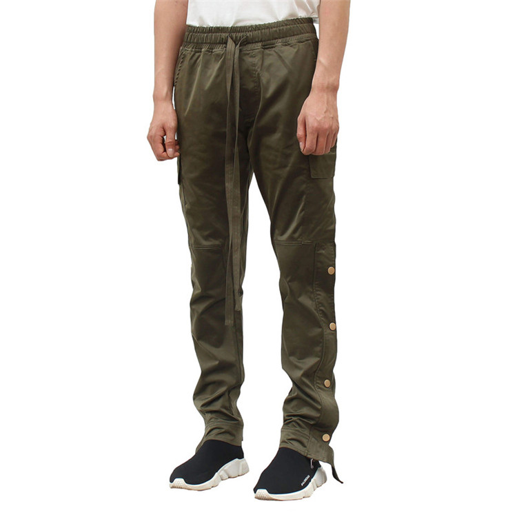 European and American high street casual side buckle men's trousers