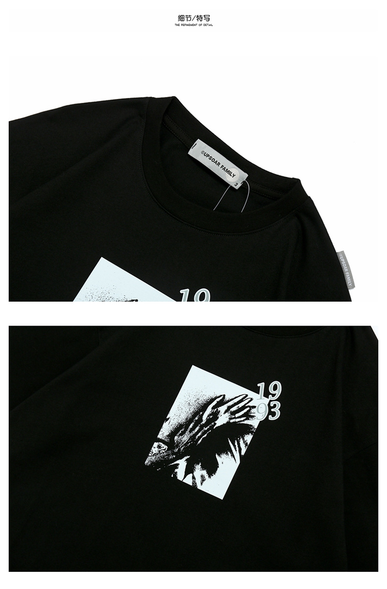 European and American character printed loose half sleeve pure cotton T-shirt for men and women