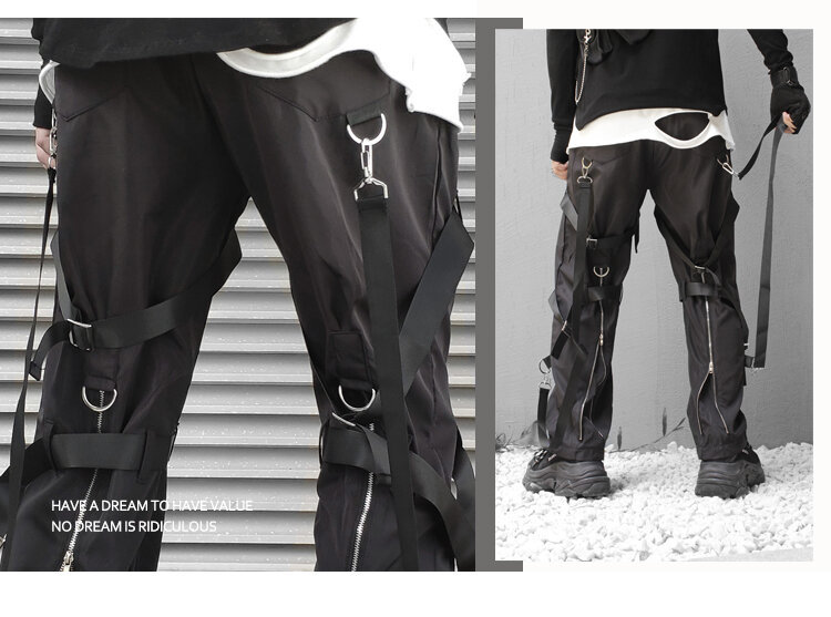 Europe and the United States brunet series ribbon zipper open fork men's trousers