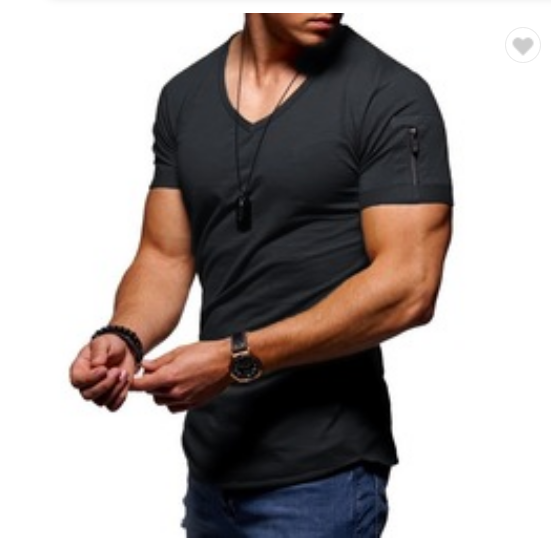 European and American fashion slim cotton plain color men's T - shirt