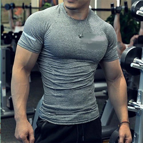 2021 European and American strength exercise running speed dry sport men's T-shirt