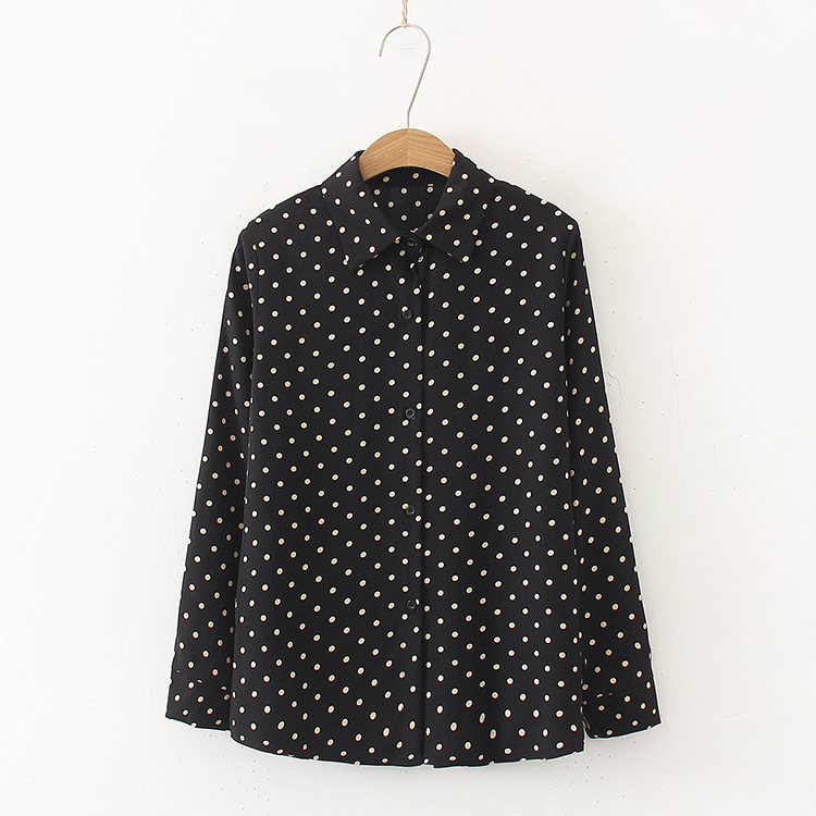 Europe and the United States during the spring and autumn dot printing easy leisure ladies shirts
