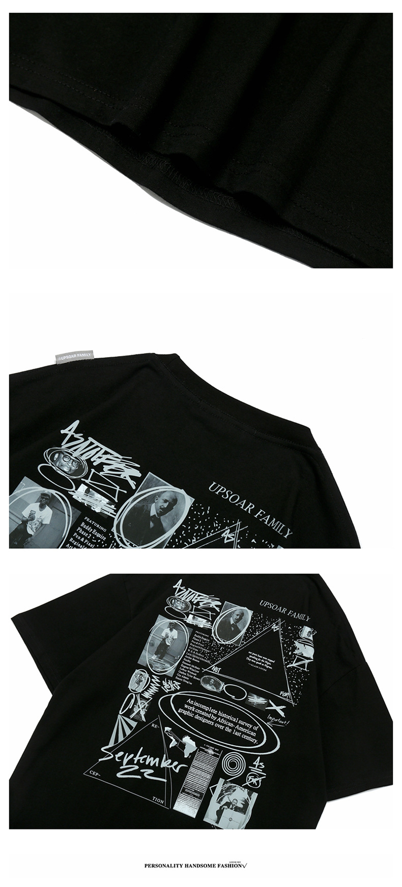 European and American character printed loose half sleeve pure cotton T-shirt for men and women