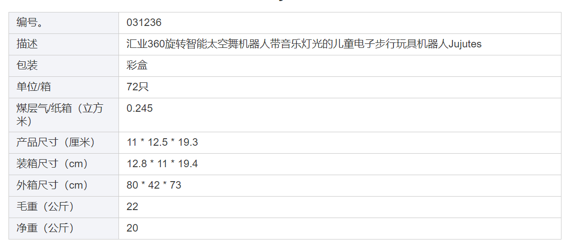 汇业360旋转带音乐灯光的电子步行智能太空舞机器人