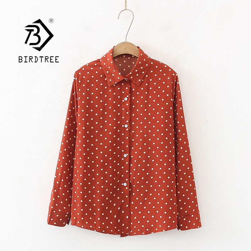 Europe and the United States during the spring and autumn dot printing easy leisure ladies shirts