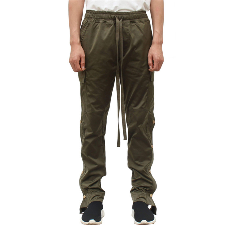 European and American high street casual side buckle men's trousers