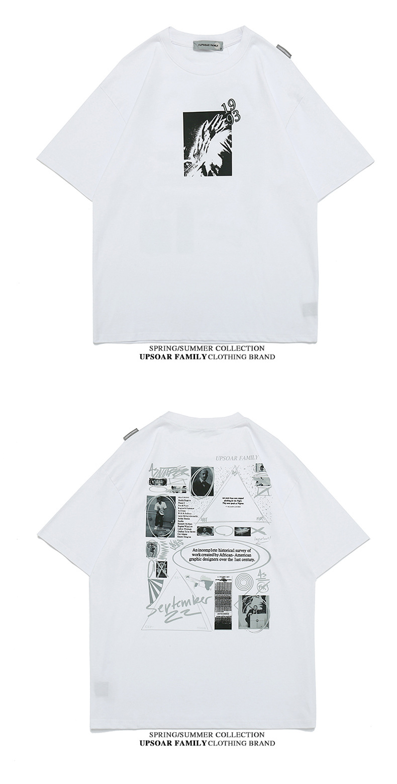 European and American character printed loose half sleeve pure cotton T-shirt for men and women