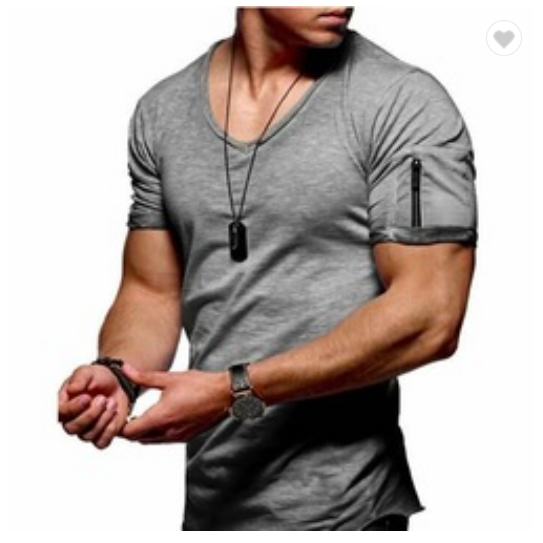 European and American fashion slim cotton plain color men's T - shirt