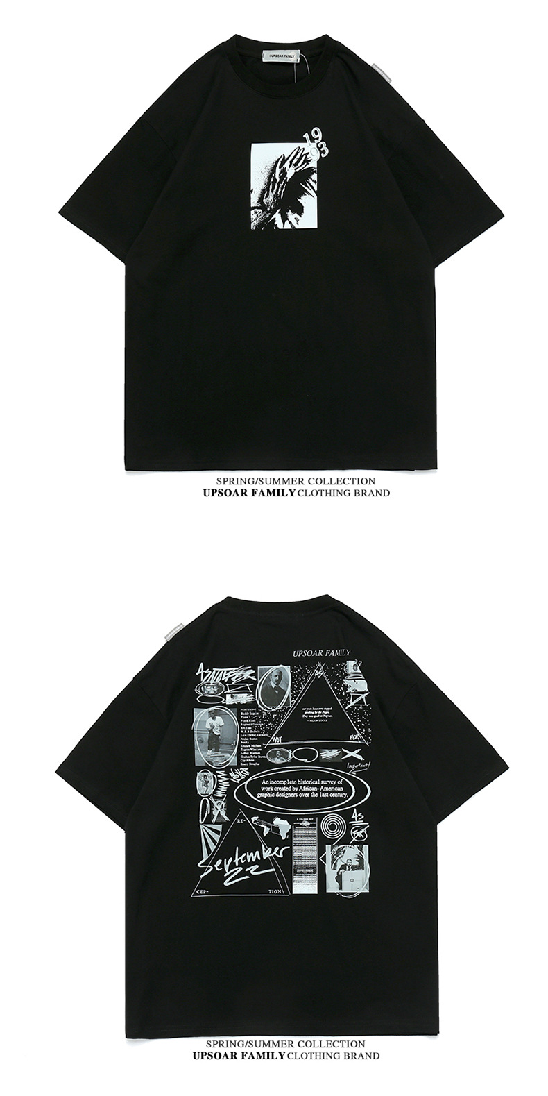 European and American character printed loose half sleeve pure cotton T-shirt for men and women