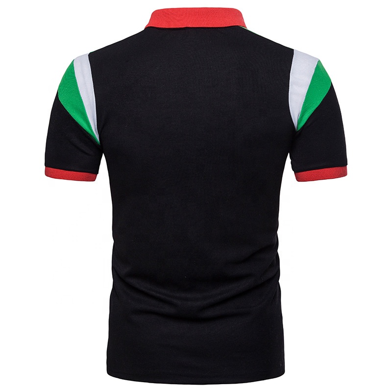 高品质100%纯棉拼色工作制服男士Polo衫