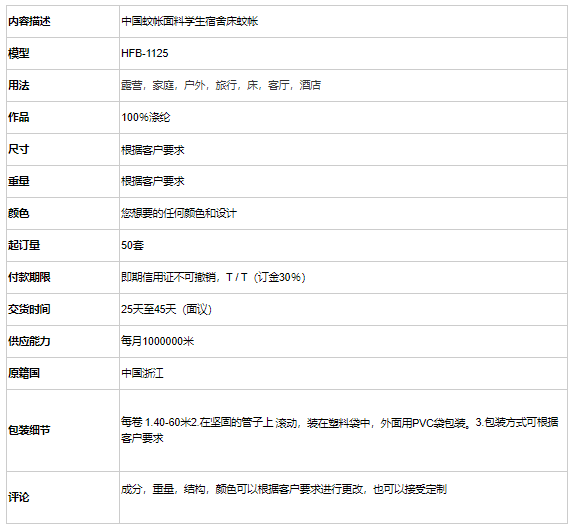 中国面料学生宿舍床蚊帐