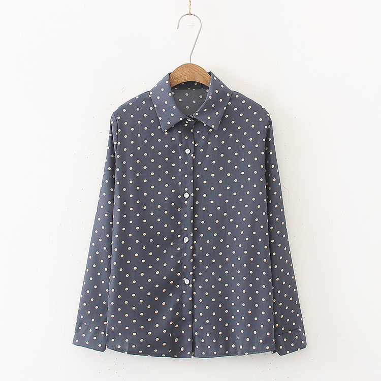 Europe and the United States during the spring and autumn dot printing easy leisure ladies shirts