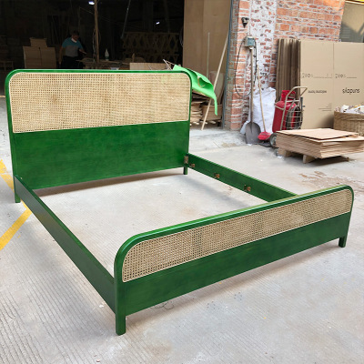 Thailand furniture oversize natural rattan makes bed