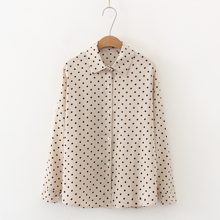 Europe and the United States during the spring and autumn dot printing easy leisure ladies shirts