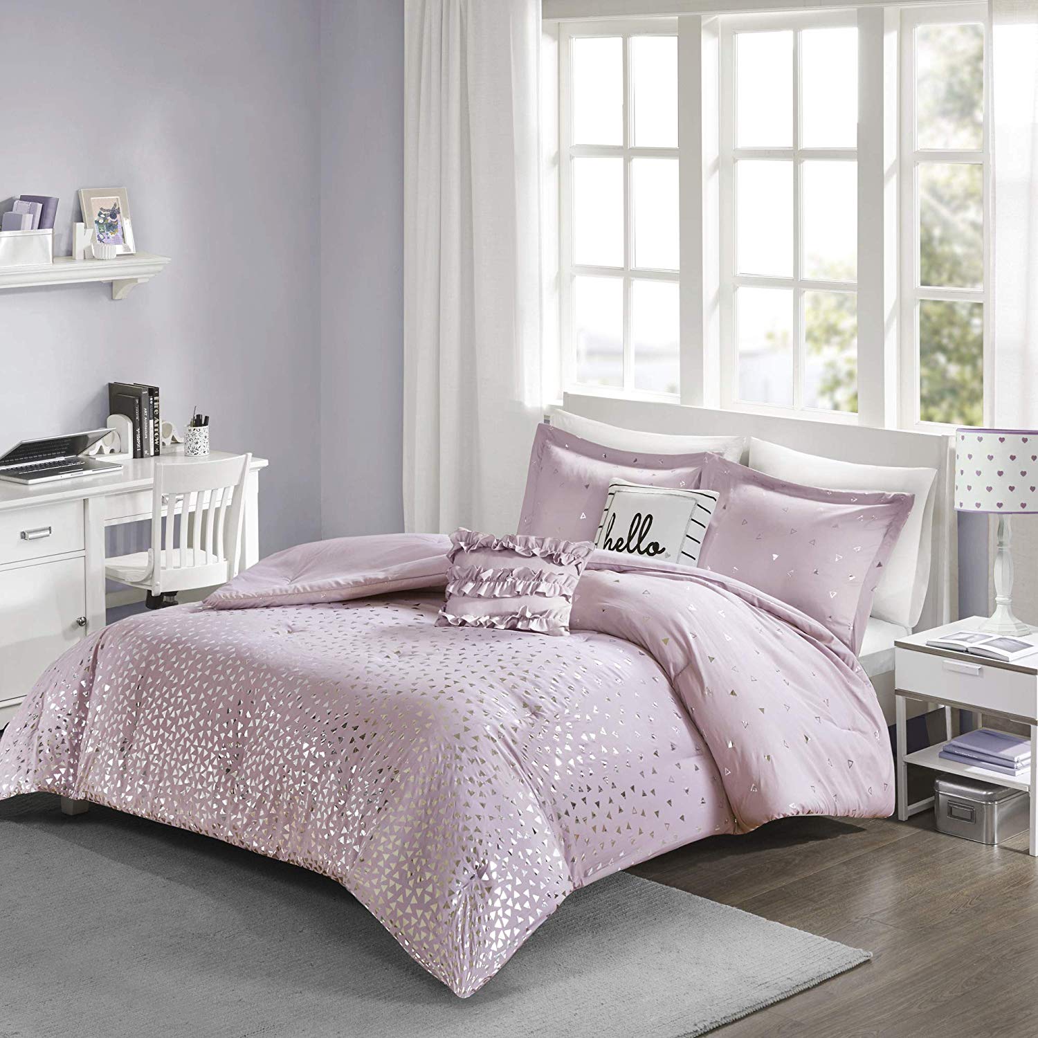 Newly designed triangle metal printed ultra-soft hypoallergenic 4 piece bedding set