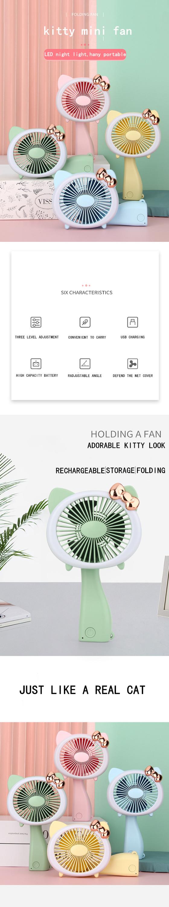 Kitty travel round the beauty of portable charging small fan