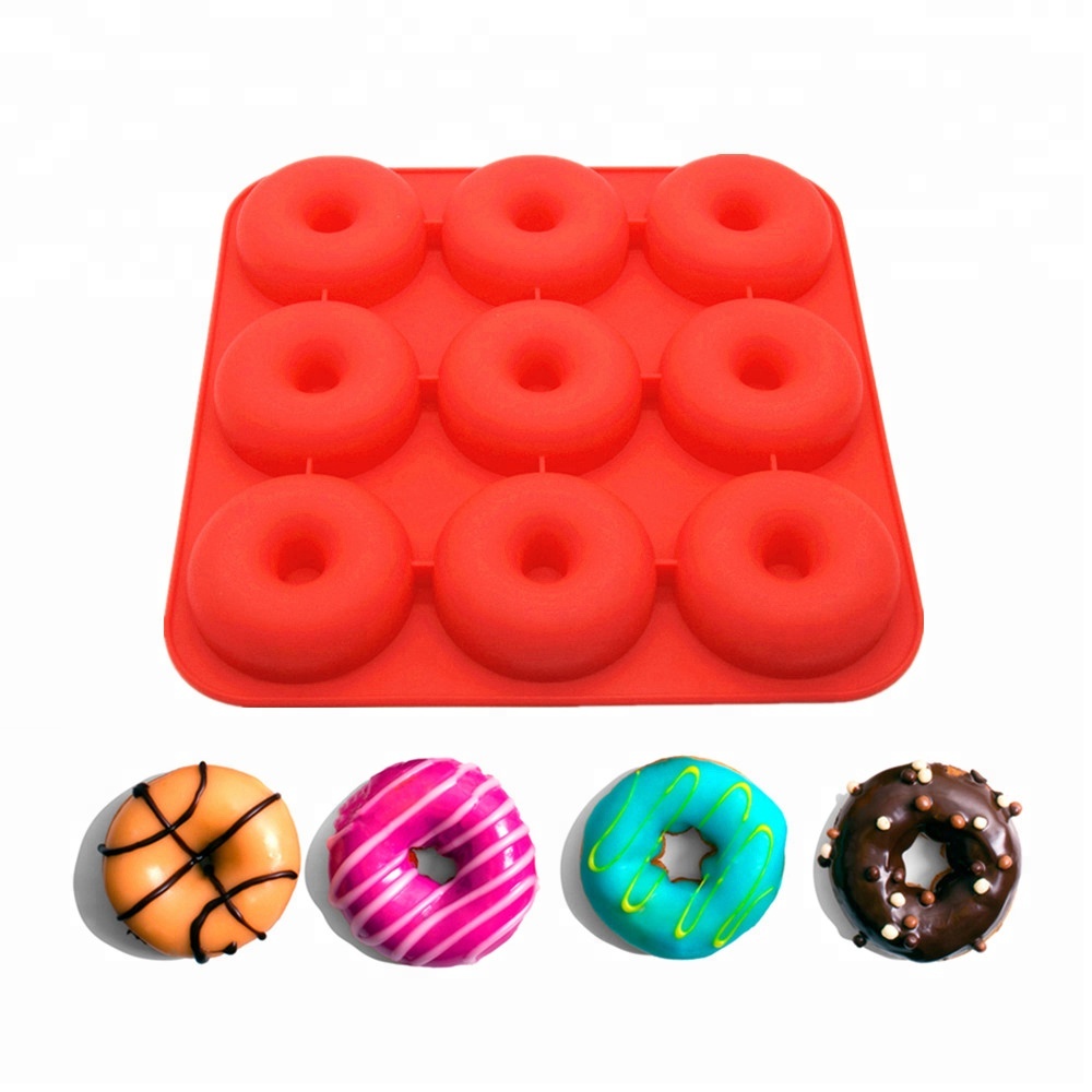 BHD 100% food grade silicone 9-cavity non-stick reusable donut baking pan