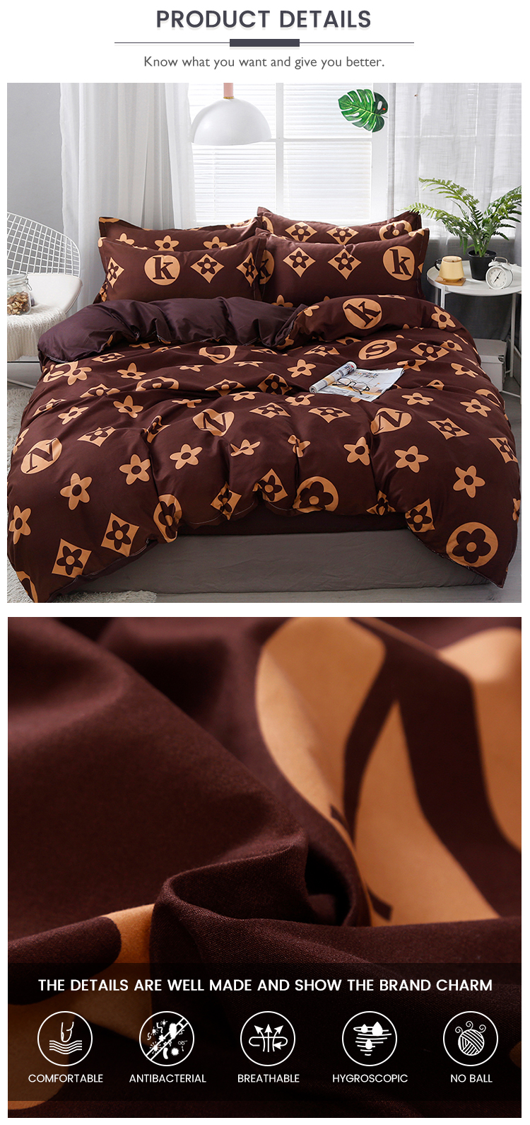 Fashionably printed polyester microfiber bedding set