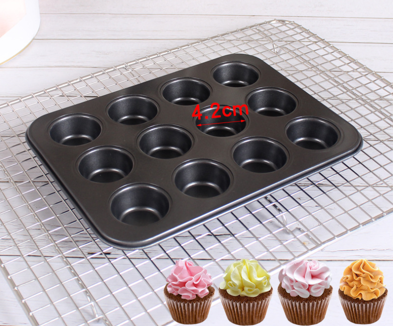 12pc cake moulded non-stick muffin baking pan