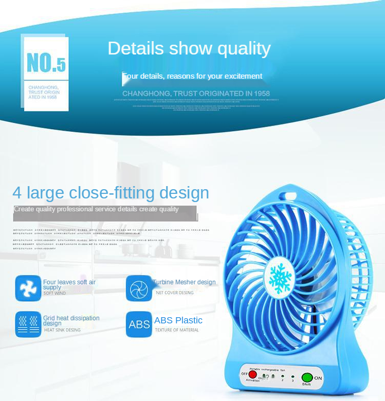 Chinese factory snowflake portable wireless small fan