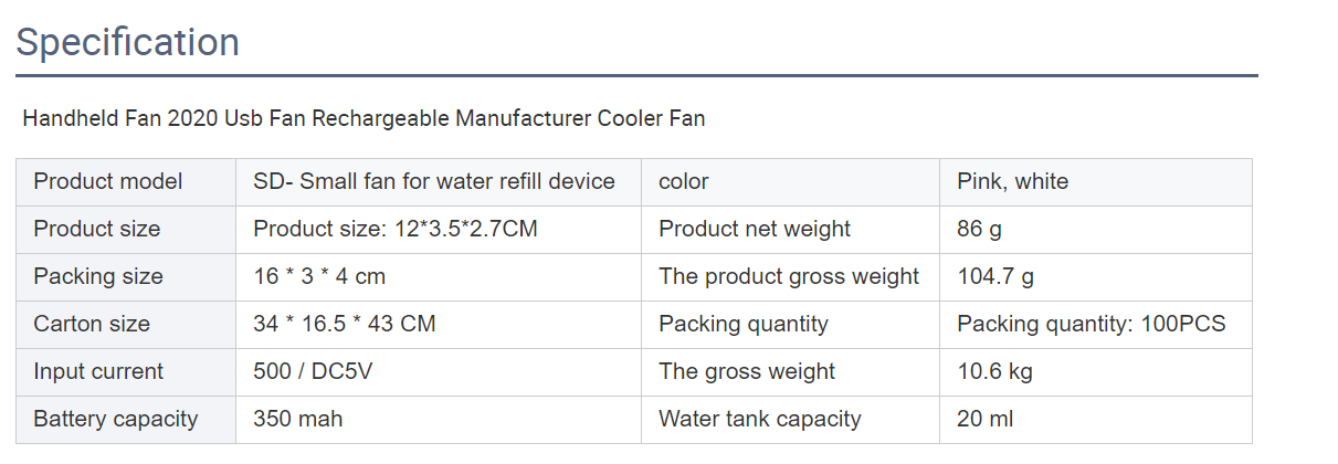 Hand-held facial moisturizer spray small mini fan