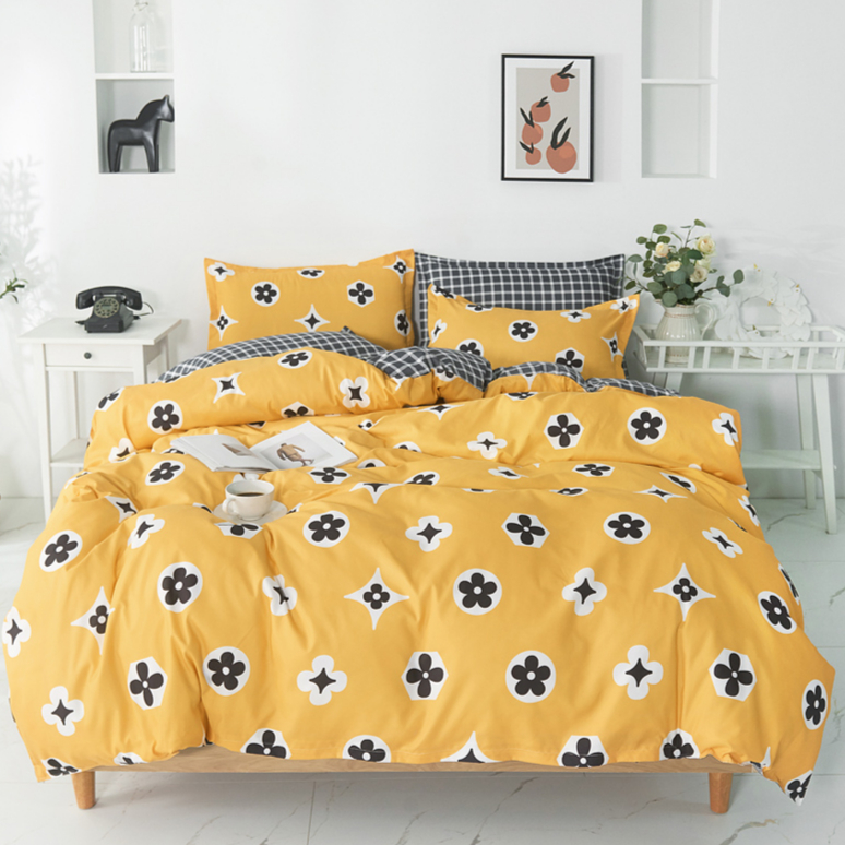 Fashionably printed polyester microfiber bedding set