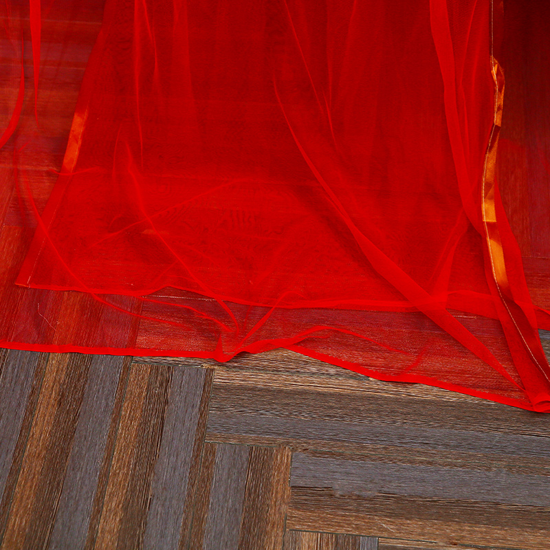 High quality elegant lace guide rail interior large space wedding red mosquito net