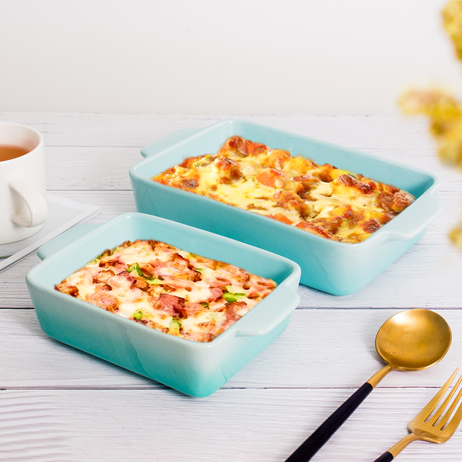 Customized large rectangular ceramic oven cake and bread baking pan
