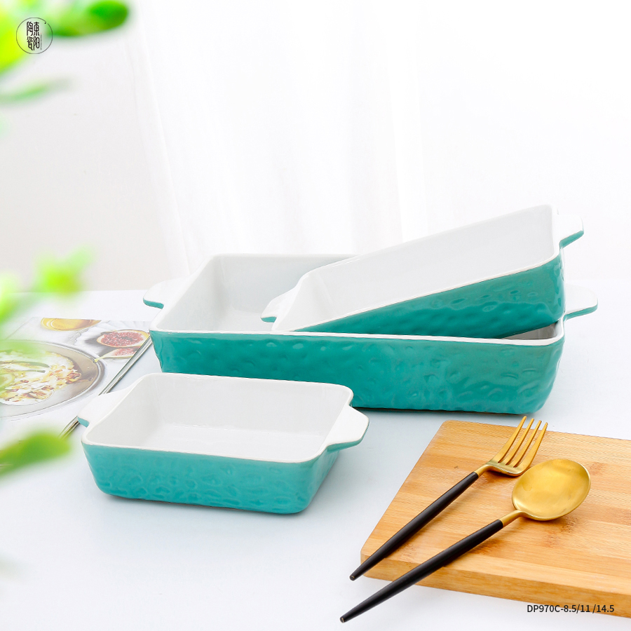 Customized large rectangular ceramic oven cake and bread baking pan
