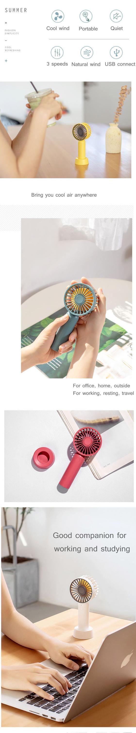 Personal portable rechargeable battery power for compact pocket mini USB fan