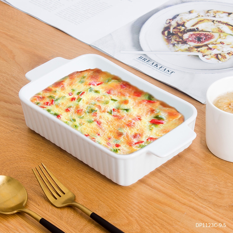 Customized large rectangular ceramic oven cake and bread baking pan