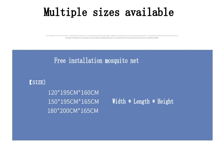 Free installation of three pop-up square mosquito nets (bed size 1.8m)