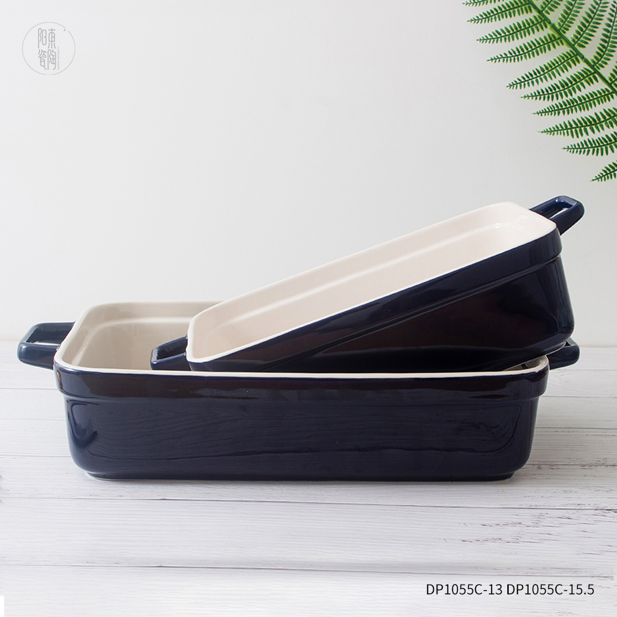 Customized large rectangular ceramic oven cake and bread baking pan