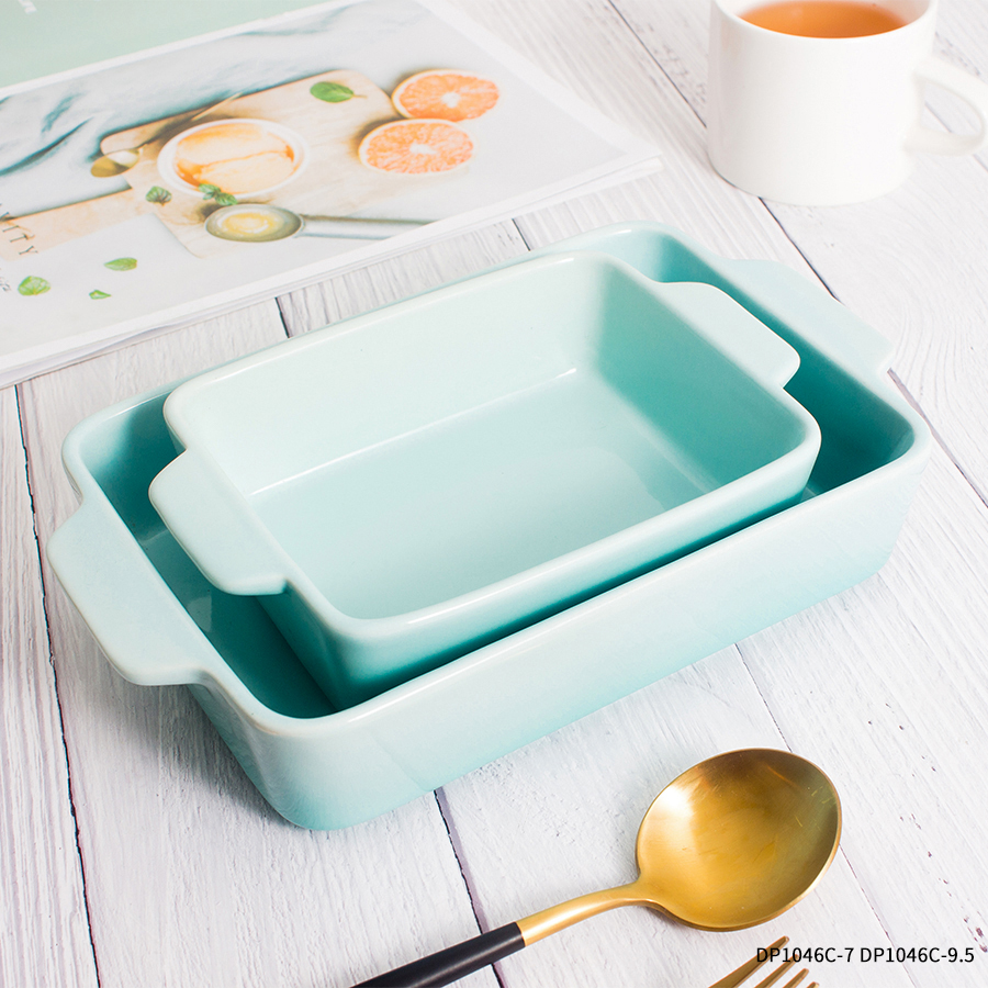 Customized large rectangular ceramic oven cake and bread baking pan