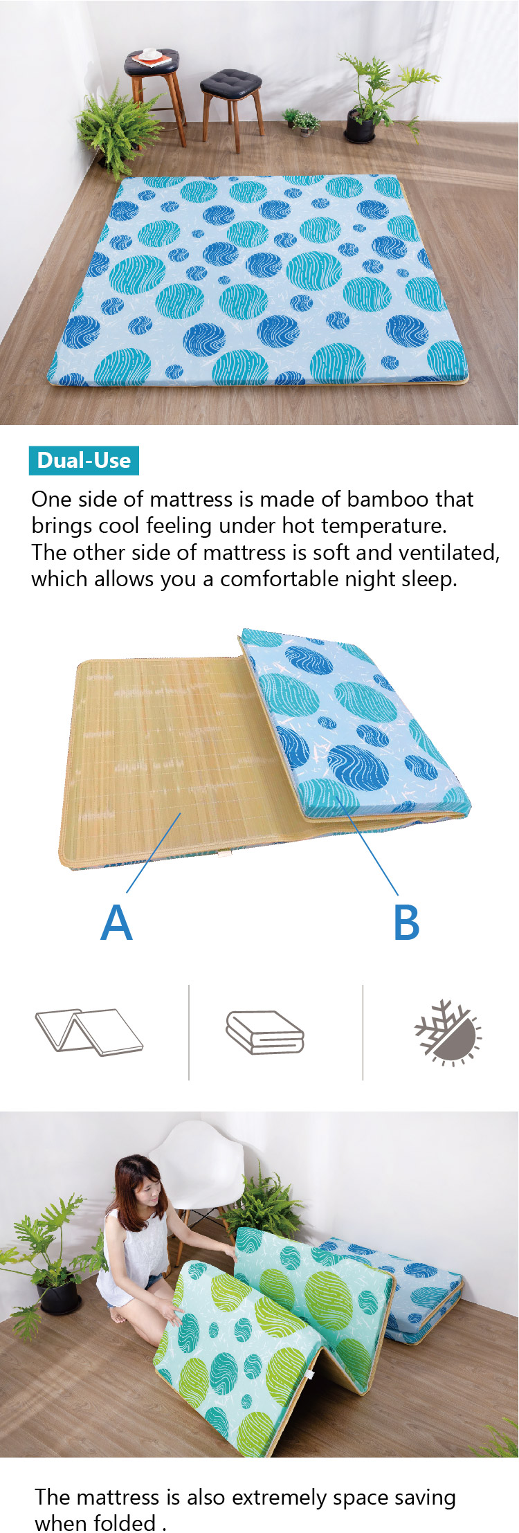 Summer folding bamboo mat