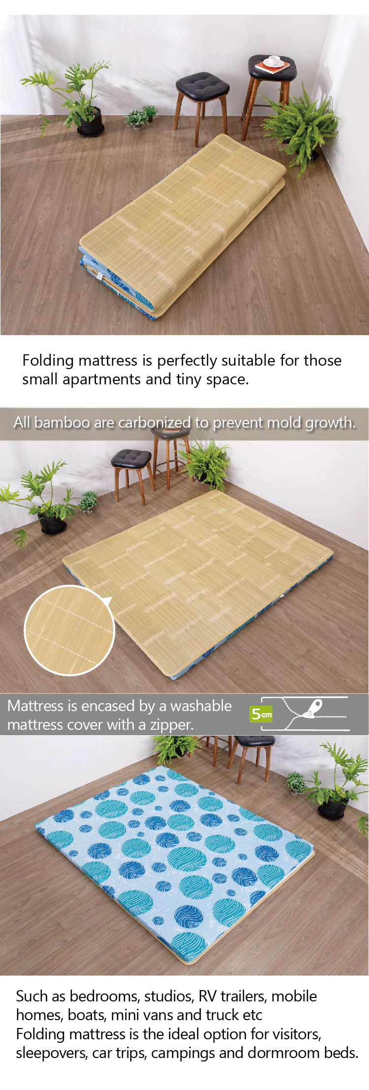 Summer folding bamboo mat