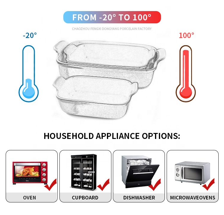 Customized large rectangular ceramic oven cake and bread baking pan