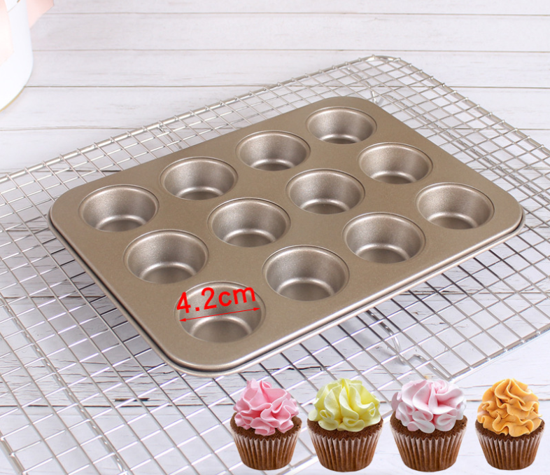 12pc cake moulded non-stick muffin baking pan