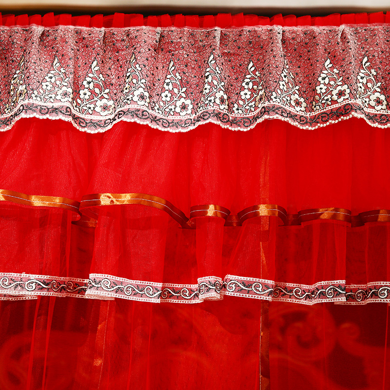 High quality elegant lace guide rail interior large space wedding red mosquito net