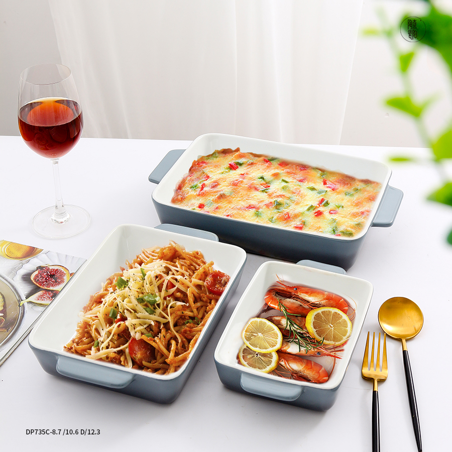 Customized large rectangular ceramic oven cake and bread baking pan