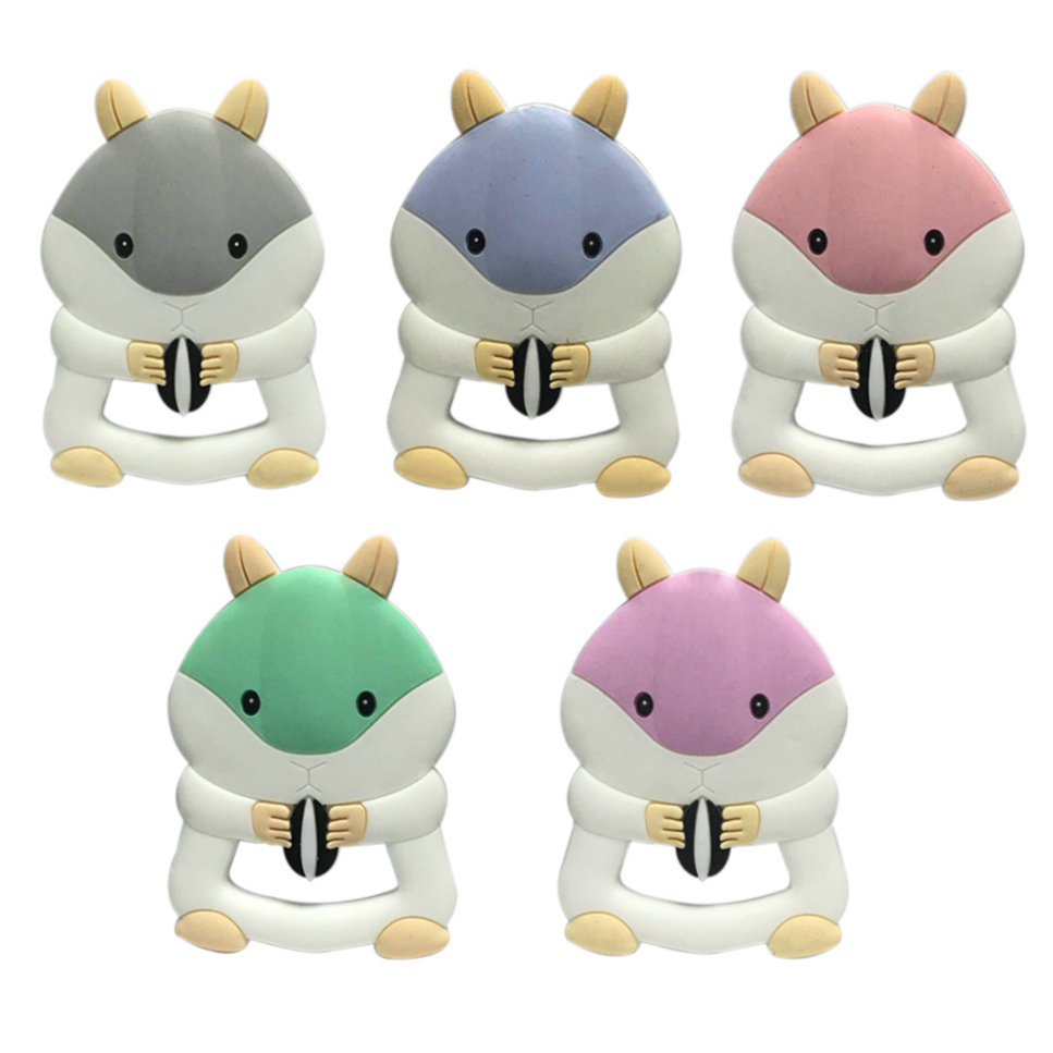 New creative cartoon squirrel chew toy baby tooth glue