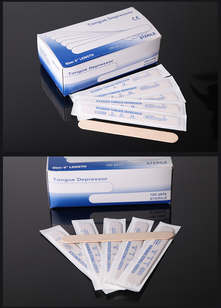 Medical packaging sterile 150 * 18 * 1.6mm wooden disposable tongue depressor