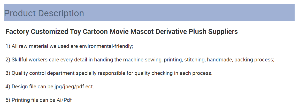 Custom cartoon movie mascot derivative plush toy