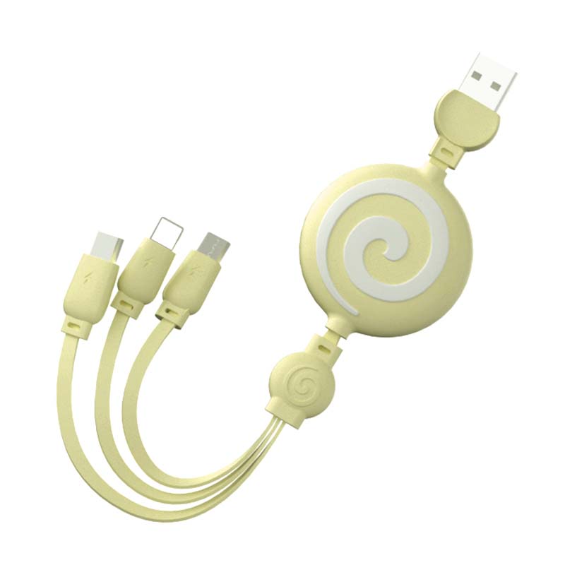 Lovely lollipop a drag three solid color woven fast charge C - type mobile phone data cable