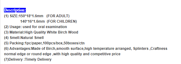 CE ISO certified grade A high quality disposable medical consumables sterile packaging Tongue depressor