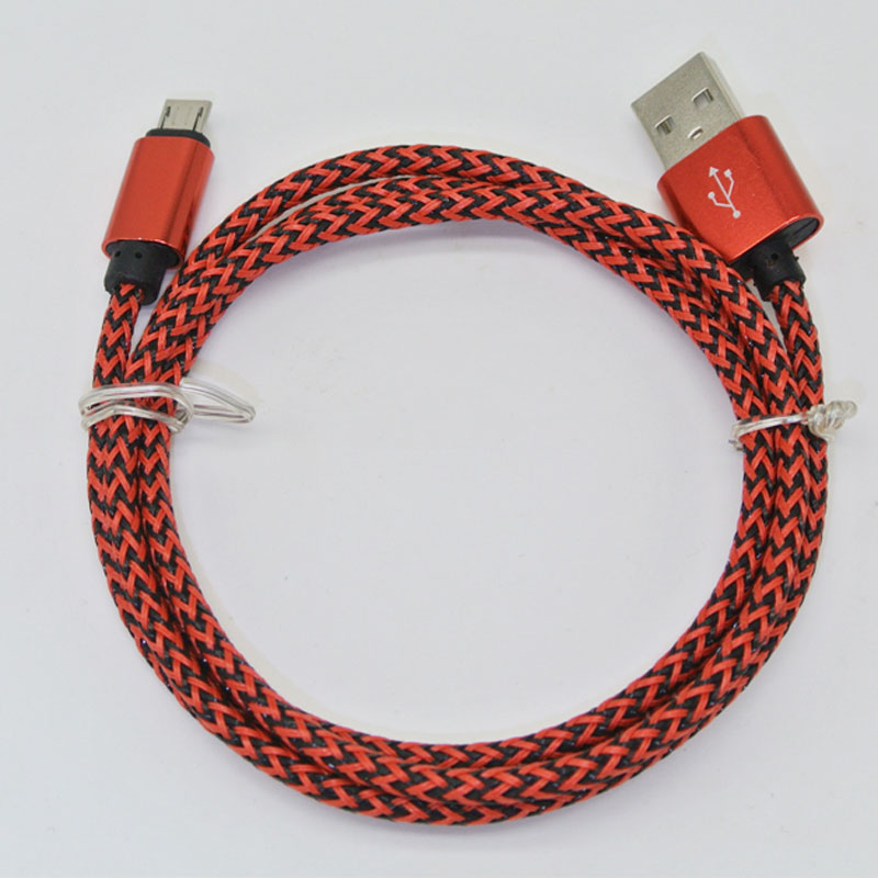 Hot - selling aluminum metal 1 meter 2A color hemp braided charging USB synchronous mobile phone data line